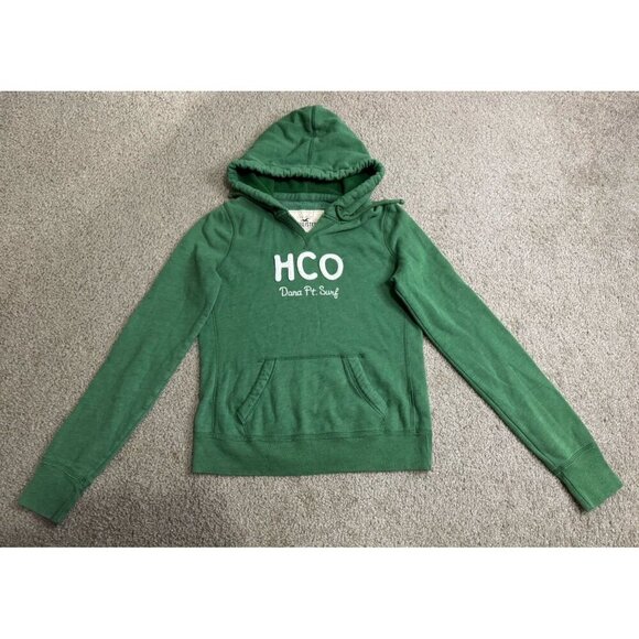 HOLLISTER Hoodie Green Sherpa Lined Jacket Spell Out Y2K 2000’s MEDIUM Soft - Picture 1 of 9